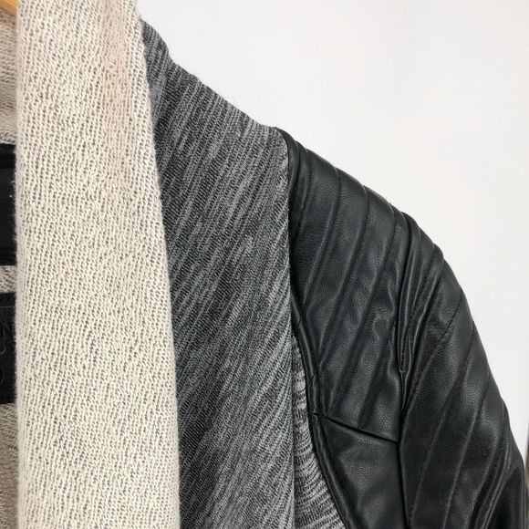 Blank NYC Drape Knit Shawl Collar Faux Leather Sleeve Moto Jacket Size Medium - Picture 4 of 12